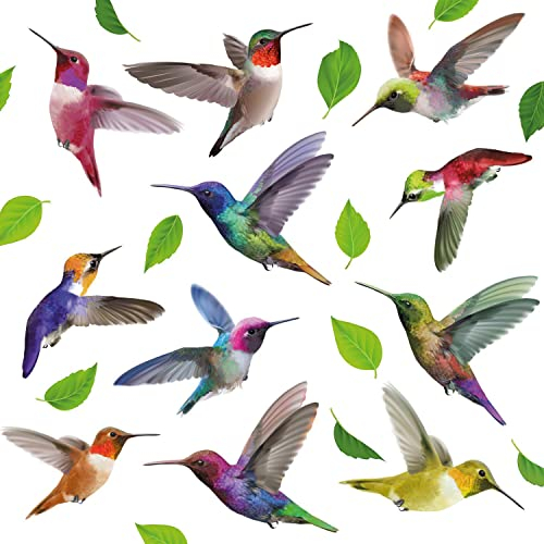 WALPLUS 29 Stück Kolibri Fensterabziehbilder Selbstklebende Anti-Kollisions-Vogelaufkleber für Fenster Statische Fensteraufkleber Vogelaufkleber für Fenster zur Verhinderung von Vogelschlag