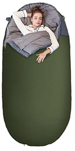Camping Sleeping Bag for Adults, Extra Wide Backpacking Sleeping Bag with Carrying Bag, Outdoor Camping Hiking Equipment for 3 Season Warm & Cool Weather - Summer, Spring, Fall,Green,1.6kg