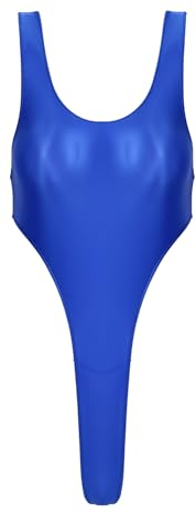 iEFiEL Damen Öl Body Shirts Einteiler Bodysuit Ärmellose High Cut Stringbody Sportlich Turnanzug Gymnastik Tanzbody Top Blau M