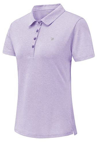 Rdruko Polo da golf da donna traspirante ad asciugatura rapida estiva a maniche corte con collo a bottone, magliette casual sportive da lavoro, Viola chiaro, M