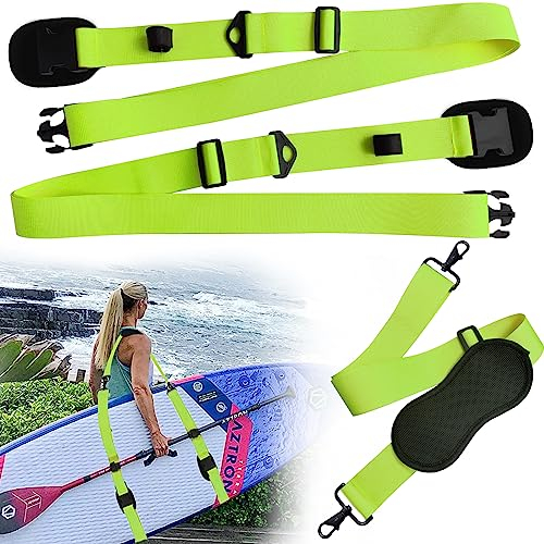 JEEZAO SUP Tragegurt, Kajak Schultergurt Verstellbarer, Hochleistungs Tragegurt für Surfbretter Paddleboard Longboard Stand Up Paddle Board (Grün)