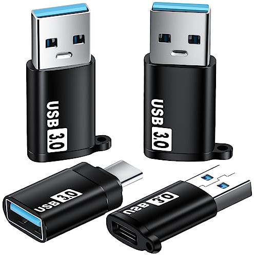 AXFEE Adaptador USB C a USB, 4 Piezas Adaptador USB c Macho para USB, Adaptador Tipo c, 10 Gbps Datos Rápida Transmisión, Compatible con Samsung Galaxy, Teléfonos Tipo-C, en Coche, Dispositivo USB-C