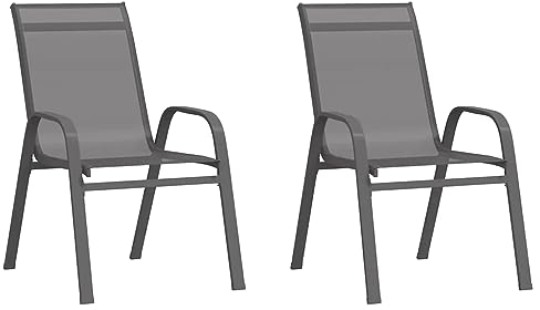 Bussandri Exclusive - Stapelbare Gartenstühle 2 STK. Grau Textilene