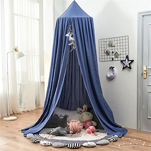 Surwin Betthimmel Madchen Jungen Babybett Doppelbett, Einfarbig Moskitonetz Baldachin Kinderzimmer Einzelbett Himmel Schlafzimmer Dekoration Spielzelte Kinder Geschenk, Ohne Bohren (Königsblau)