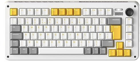 iQunix ZX75 Gravity Wave (ISO UK Layout), 75% RGB Mechanical Keyboard with Volume Knob, 82 Keys Hotswap Cherry MX Browns Wireless Gaming Keyboard, Bluetooth 5.1/2.4GHz/Wired, for Win/Mac OS