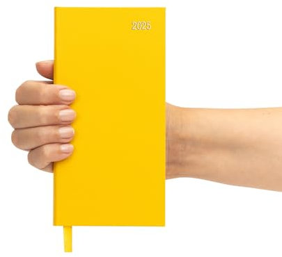 evelay Terminplaner 2025, Wochenansicht, schmal, Hardcover, kleines Taschenbuch, Tagebuch für Schule, Zuhause, Büro, persönlichen Gebrauch (7 x 14 cm, Gelb)