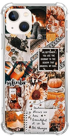Ästhetische Fall Collage Handyhülle kompatibel mit iPhone 14, Herbst Kürbis Collage Hülle für Mädchen Frauen Männer, einzigartige weiche TPU Bumper Cover Case für iPhone 14