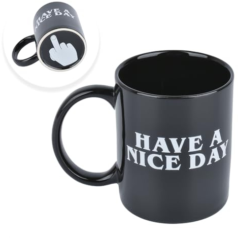 GamTelightpe Tasse en Céramique Thé Café avec Dessins 3D Doigt d'Honneur Mug Coffe Cup Black Poisson d'avril