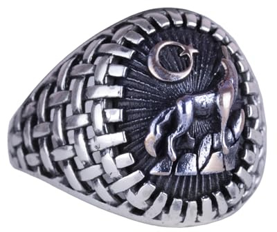 KAMBO Heulender Wolf Herren-Ring aus 925er-Sterlingsilber – von der Tierwelt inspirierter Schmuck, Silber, Kein Edelstein