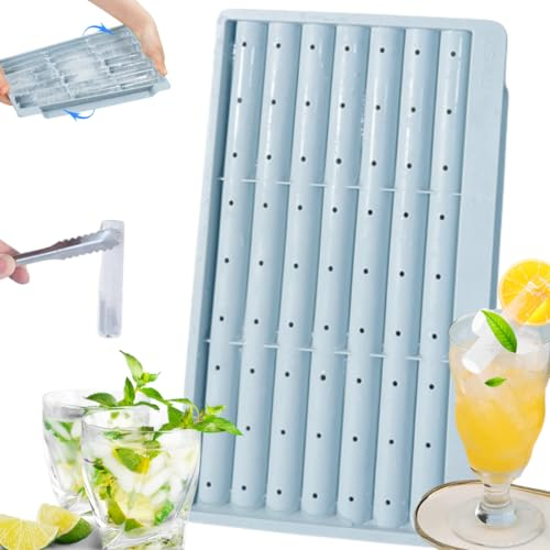 Orapink 1 Piece Plastic Long Ice Stick Cube Trays,Cylindrical Ice Cube Stick Mould, Bottle Ice Stick Trays, Suitable for Sports and Water Bottles.(3.4IN*0.7IN*21Cavities)