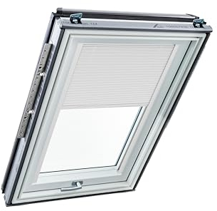 Original Roto Faltstore ZFA Faltrollo für Roto Dachfenster - Führungsschiene Weiß - Plissee für Dachfenster Baureihe Designo R6/R8, i8 und Classic K 64/84 - Größe 074/098 | 07/09 - Stofffarbe Weiß