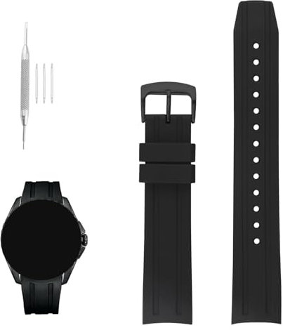 XIW Ersatz-Gummi-Uhrenarmband für Herren, kompatibel mit 23 mm Citizen Eco-Drive E168 BN0085-01E BJ2110 BJ2115-07E BJ2117, Gummi-Uhrenarmband, schwarze Schnalle