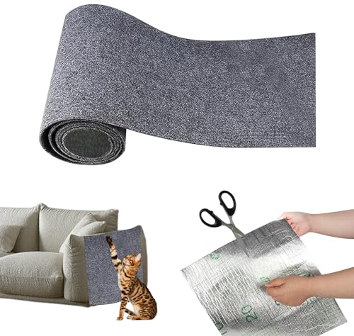 Kratzmatte Katze 40 x 300cm, Katzen Kratzteppich Selbstklebend,Katzenkratzmatte Kratzbrett Wand, Katzenkratzbretter katzenspielzeug für Möbel Couch Sofa Wand Tür Schutz (Dunkelgrau,40 x 300cm)