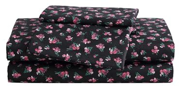 Betsey Johnson - Set di lenzuola per letto matrimoniale, morbido e leggero, resistente allo sbiadimento e alle pieghe (Bouquet Ditsy Black, Queen)