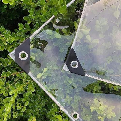 ZHUOZ1T Plane Durchsichtig für Außenbereich,Transparente PVC Wasserdichte Plane,Wasserdichte Plane,Abdeckplane für Gartenmöbel Pflanzen Gewächshaus Pet Hutch Dach,mit Ösen & Seil (2,1m x 7m)