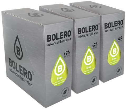 SET 72 BOLERO DA 9 GRAMMI LIME Preparato istantaneo per Bevande con Stevia e Vitamina C e Senza Zucchero