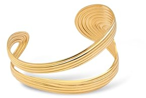 SINGULARU Armband Organic Sea Edelstahl vergoldet Damenschmuck | Wasserfester Stahl mit 18-Karat-Goldbeschichtung verleiht Eleganz und Haltbarkeit mit seinem unregelmäßigen starren Design.