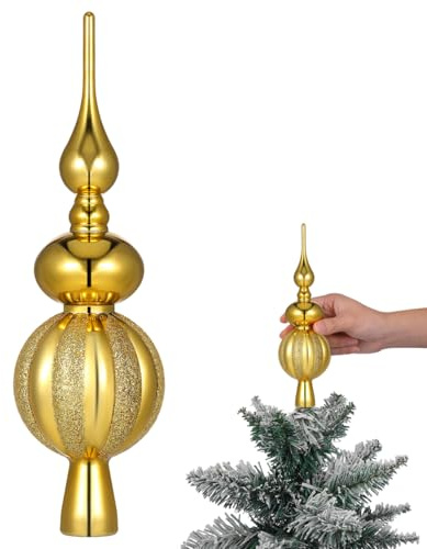 Housoutil Kugelförmige Weihnachts-Baumspitze 3-Stufige Weihnachtsbaumspitze Goldener Kunststoff-Weihnachtsbaumschmuck Vintage-Weihnachtsbaumspitze Für Die Weihnachtsdekoration Zu Hause