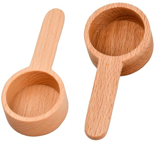 Dokeno Cuillère à Café en Bois, 2Pcs Cuillères à Mesurer en Bois Doseuse à Café, Hêtre Naturel Cuillères Doseuses pour Mesurer le Café Lait Farine Thé -8g, 20ml
