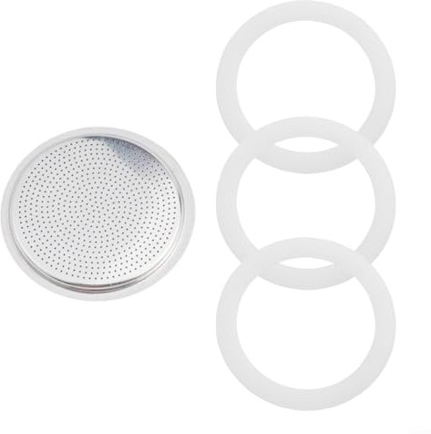 CNANRNANC Set di guarnizioni in silicone e filtro in alluminio per moka, adatto per tazze di diverse dimensioni (12 tazze)