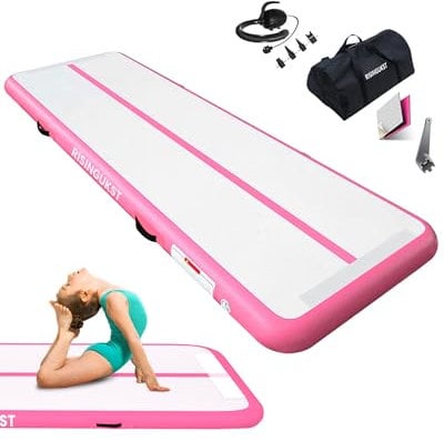 Air Tumbling Track Gymnastics Mat, Inflatable 6.6ft Gym Tumble Mats 4 Inch Thickness for Home Use/Training/Cheerleading/Yoga/Water Fun with Electric Pump