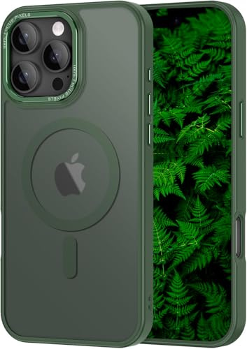 Nekiyo Tech Entworfen für iPhone 15 Pro mit Aerospace-Grade Aluminium Lens Guard Case Militärischer Fallschutz Schlanke transluzente Matte Optik mit Anti-Fingerprint Thin Cover 6.1 Grün