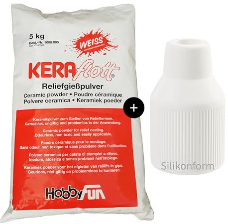 KERAflott 5kg Reliefgießpulver mit Silikonform der Marke HobbyFun (Silikonform Vase III)