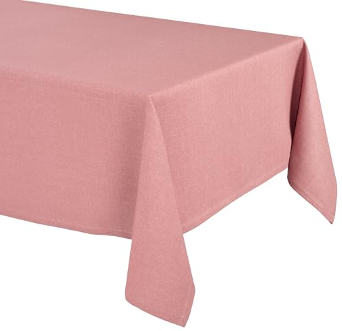 Elegante Tischdecke mit natürlicher Leinenoptik, Lina Tischdecke und Tischläufer, Größe und Farbe wählbar (Eckig 130x260 cm, Blütenrosa)