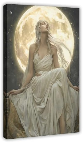 NFDVFHFRQ Vintage-Poster mit Selene-Mondgöttin, Leinwand-Poster, Wandkunst, Dekordruck, Bild Gemälde für Wohnzimmer, Schlafzimmer, Dekoration, 20 x 30 cm