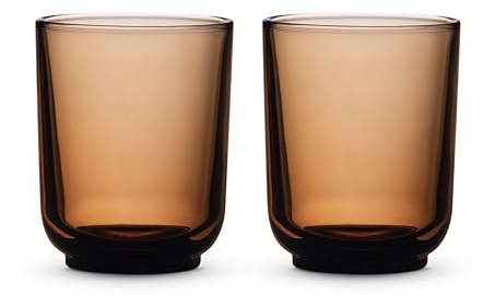 Fellow Pirch Latte Glasses 11 oz Artisanal Cups, Set of 2, Dishwasher Safe Coffee Glasses for Espresso Drinks & Latte Art – Amber