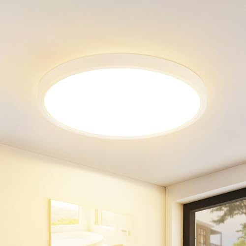 Laittiin Deckenleuchte LED Deckenlampe Flach - 15W Rund Badezimmerlampe 18CM Weiß Küchenlampe Flurlampe Decke 3000K Warmweiß Modern Ultradünn Schlafzimmerlampe für Schlafzimmer Bad Flur Küche