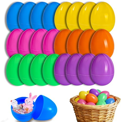 BOOSHMall 24 Stück Ostereier Plastik, 6 * 8cm bunten Ostereiern zum Selbstbefüllen, Kinder überraschungsei Ostern kinderüberraschungseier, Zum Füllen von Süßigkeiten und Kindergeschenken an Ostern
