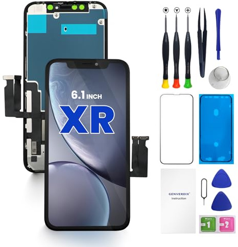 Genverdix Display für iPhone XR – 6.1 Zoll FHD DIY 3D Touch Bildschirm Reparaturset, Vollständig Kompatibel mit Face ID, Lebendige Farben, Hohe Auflösung
