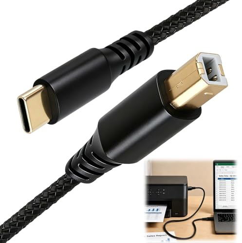 USB B to USB C Cable for Yamaha Casio Digital Piano 2M Type C to Type B | Musical Instrument Adapter for FlexMIDI Vortex OTG Printer Cord for MacBook Pro Audio Interface MIDI Keyboard DJ Controller