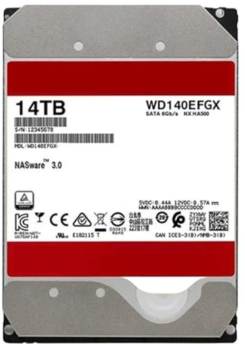 YJCEBGPED 14TB HDD Nas Internal Hard Drive Disk 3.5 7200RPM SATAIII Harddisk 14T for Recorder OEM WD140EFFX WD140EFGX WD141KFGX(Unused)