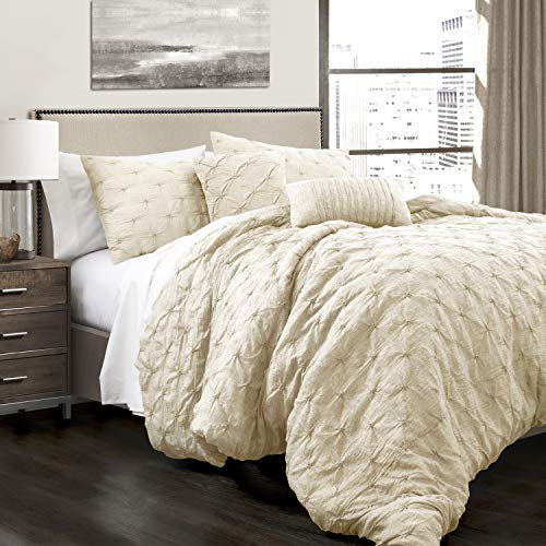 Lush Decor Lush Décor Ravello Pintuck 5 Stück Tröster Set, Full/Queen, elfenbeinfarben, elfenbeinfarben, King Size