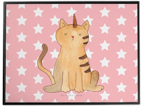 Mr. & Mrs. Panda Schreibtischunterlage Einhorn Katze - Geschenk, Schreibtischauflage, Pegasus, Schreibtisch Unterlagen, Erwachsenwerden,