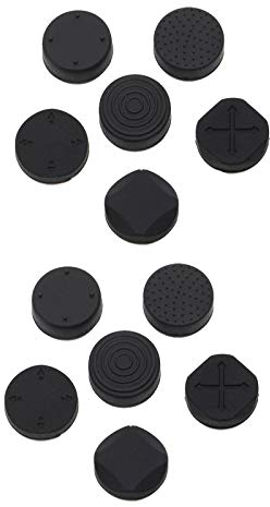 OTOTEC Empuñaduras de pulgar compatibles con Sony PS Vita 1000 y 2000, tapas de agarre analógicas de silicona suave y delgada, 12 paquetes, color negro