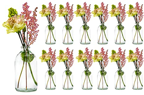 Casavetro - Mini jarrón de Cristal, Botella pequeña, jarrón de Mesa, Juego de Botellas Decorativas, jarrones, decoración de Boda, 12 Stück
