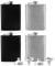 Tebery 4 Pack 8oz Hip Flask with Funnel, Stainless Steel Whiskey Flask, Leakproof, Portable Liquor Hip Flask for Men (Black & Silver)
