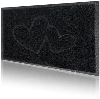 Majo Lifestyle und Home® Fußmatte rutschfest waschbar Flur-Matte weiche Haustür-Matte, Schmutzfangmatte für innen und außen, Fussabtreter Eingangsbereich (SCHWARZ Herz, 38x58 cm)