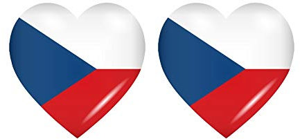 Akachafactory 2X Sticker Aufkleber Flaggen Flagge Fahne Herzen CZ Tschechien