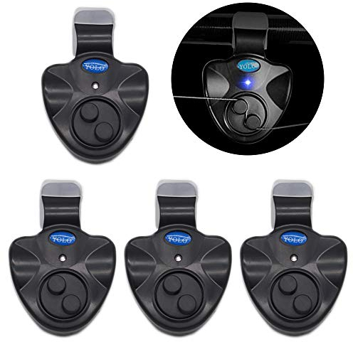 Lixada Angeln Bissanzeiger Set 4-teiliger mit Akustischer LED Anzeige Digital Angeln Alarm Kit