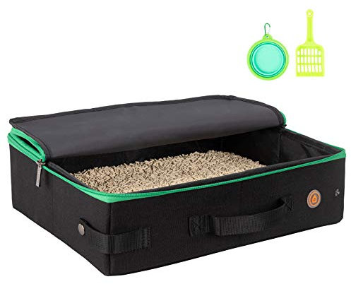 petisfam Portable Cat Travel Litter Box. No Leakage and Smell. One-Handed Carrying for Cats in Hotel, Car, Airplane