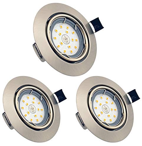 Foco Empotrable GU10 6W, Downlight LED Plafón, Blanco Cálido 3000K, Ojos de Buey para Techo, Iluminación con Bombilla para Salón, Dormitorio o Cocina (3 Piezas)