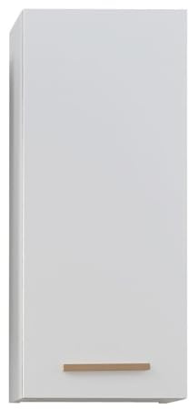 Pelipal Badezimmer Hängeschrank Quickset 931 in Weiß Glanz / Kante Riviera Eiche, 30 cm breit | Bad Wandschrank mit 1 Tür und 2 Einlegeböden