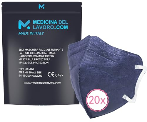 20 Mascarillas FFP2/KN95 Azul Talla Pequeña Small Homologadas Certificación CE sin Válvula de 4 Capas, Máscara Protectora de Polvo, Mascarilla de Protección con Filtros de Calidad BFE≥95, 20 Piezas