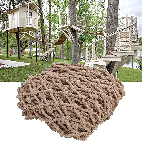TGHY Kinder Baumhaus Sicherheitsnetz DIY Baumhaus Absturzsicherungsnetz Robustes Hanf Kletternetz Kinderspielhaus Zaun Schienennetz 12mm Dickes Hinterhofnetz Outdoor-Ausrüstung,2 * 5m(6.6 * 16.4ft)