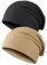 Kiiwah 2pcs Klassische Beanie Mütze für Herren und Damen, Unisex Slouch Strickmützen Longbeanie für Winter (Schwarz, Khaki)