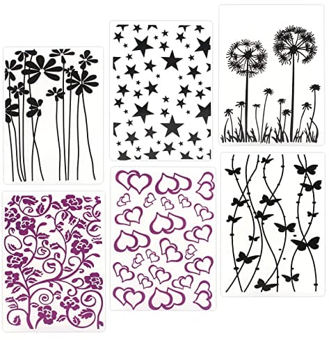 Guichangkai Prägeschablone 6Pcs Prägefolder Embossing Folder Schablone,Kunststoff Prägeschablone für DIY-Scrapbooking,Sammelalben,Fotoalben,Papierkarten, Bastelarbeiten